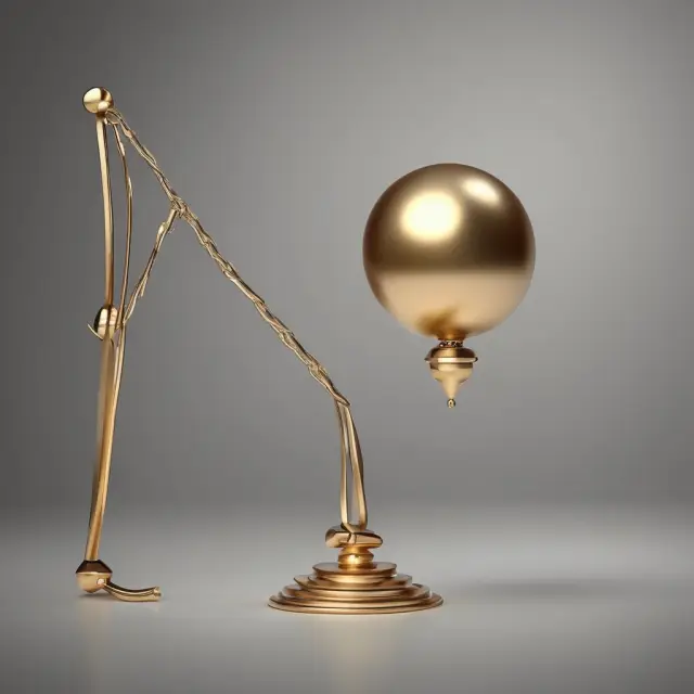 A golden ball on a slingshot representing government intervention, poised to stimulate an economy
