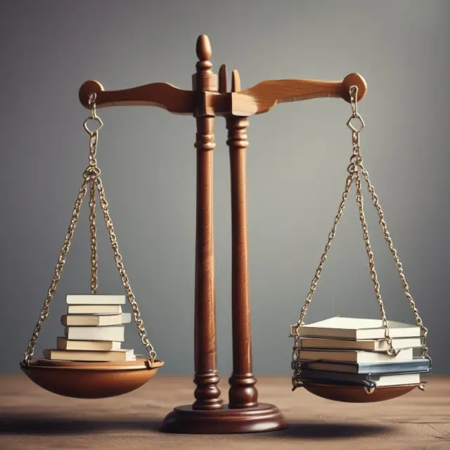 A balanced scale holds a gold bar (lender) and weights (conflicting creditors), emphasizing fairness in UCC procedures for perfecting PMSI on inventory collateral.