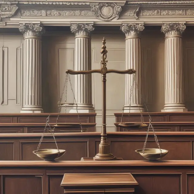 Image of two scales in a courtroom setting, symbolizing the impact of court rulings on purchase money security interest (PMSI) claims.