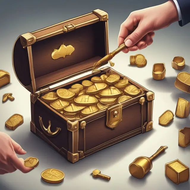 Seller handing buyer a golden key and opening a secure chest, symbolizing the potential for higher list prices through seller financing