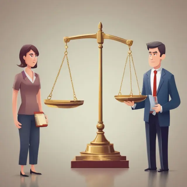 Seller and buyer engaged in a balanced property title transfer, emphasizing fair negotiations.
