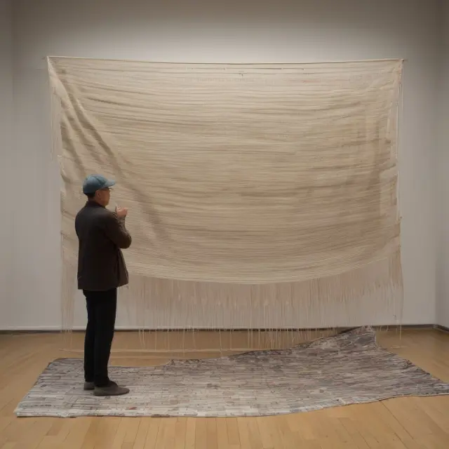 An artist weaving an intricate tapestry depicting capital gains calculations, Schedule D reporting, and offsetting losses. Keywords: taxes, capital gains, Schedule D, tapestry