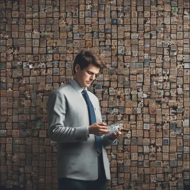 An investor constructing an intricate jigsaw puzzle of stock purchases to uncover precise cost basis
