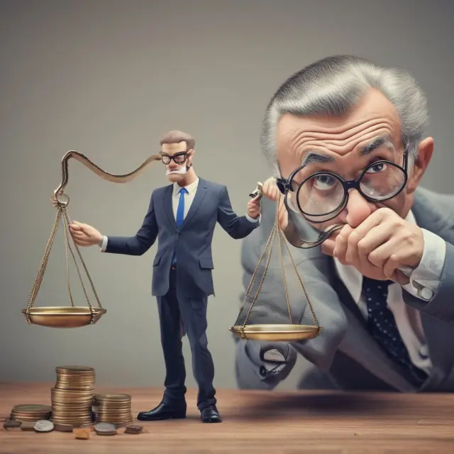 An investor examines tax rules using a magnifying glass and balance scale, emphasizing the importance of accurate cost basis calculations and tax strategies.