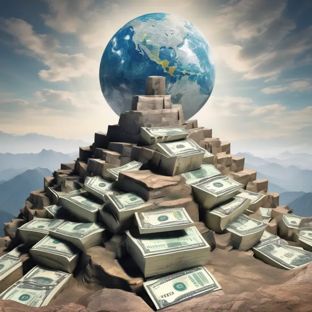 Currencies atop a mountain representing PPP, with some converging while others remain distant