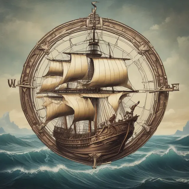 A sailing ship navigating through a vast body of water, guided by a regulatory compass, symbolizing the importance of adherence to regulations in the investment landscape of pure plays.
