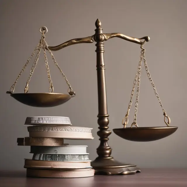 Scales with gold coins (representing assets) and silver coins (representing taxes) teeter on a surface, illustrating the balance between gains and losses in pushdown accounting.