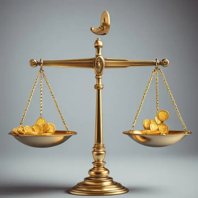 Golden scales balance assets in representation of Pushdown and Pooling of Interests accounting methods.