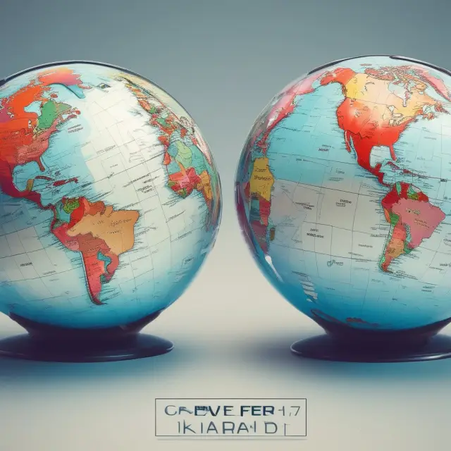 Two interconnected globes labeled 