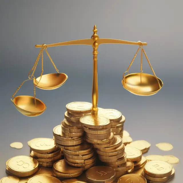 A golden scale weighs the advantages and disadvantages of pushdown accounting for acquiring companies