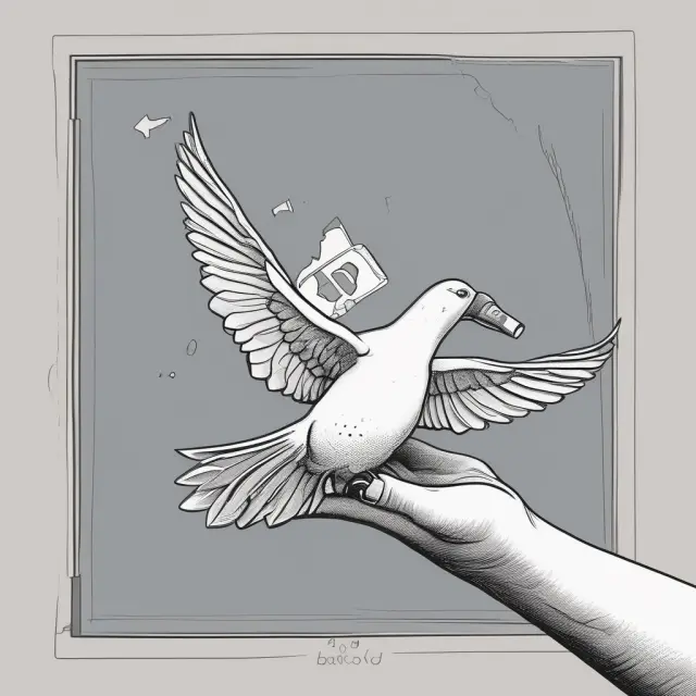 Hand releasing dove representing sold put option; dove holds expiration date