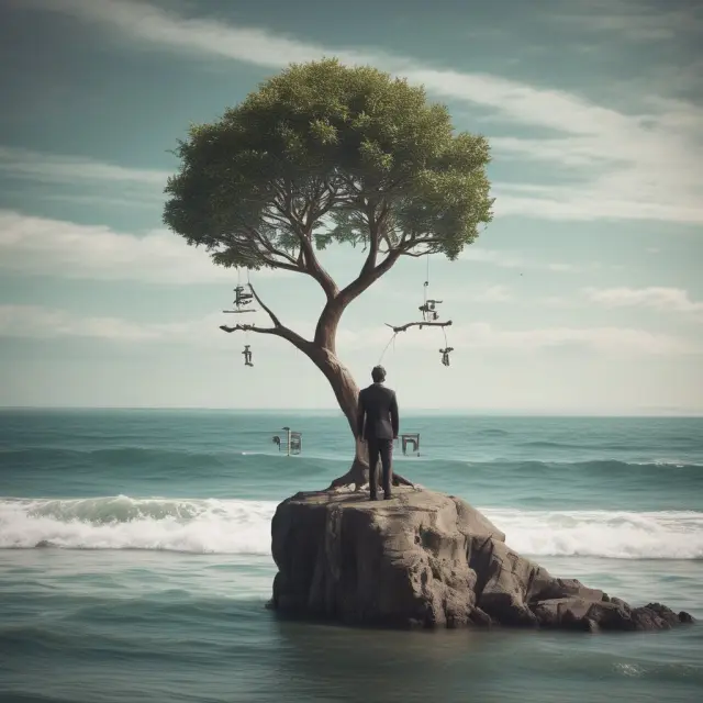 Financier balances a tree of equations representing various methods for calculating put options