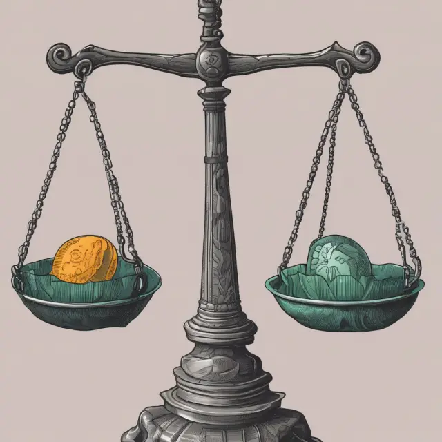 European put and call options in equilibrium on balanced scales, symbolizing put-call parity.