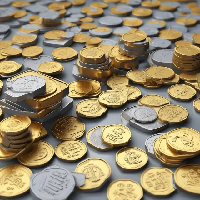 Golden coins transforming into silver coins, illustrating the growth in value over time, representing Present Value Interest Factor