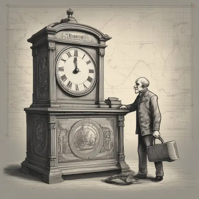 Financial time traveler pondering over a scale, comparing present value interest factors (PVIFs) for a lump sum and annuity payments