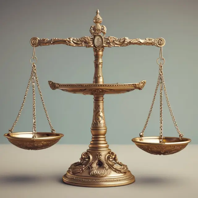An ornate, balanced scale representing an individual