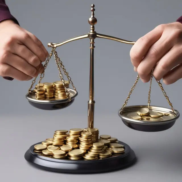 Image of someone exchanging various international currencies on digital scales, as the figure of Qatar