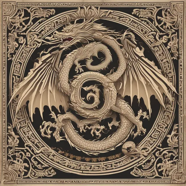 Dragon bestowing QDII licenses to five phoenixes representing insurance companies, banks, trust companies, funds, and securities firms. Enhancing their investment reach beyond China.
