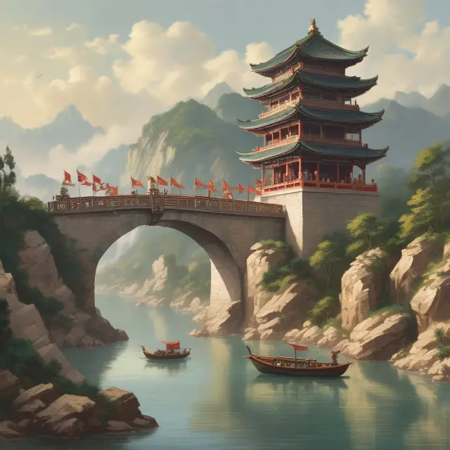 Bridge represents the connection between China and global markets; QDII program participants navigate it as institutional investors