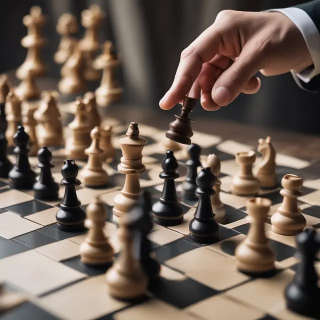 An investor at a chessboard evaluates eligible real estate properties and strategic QEAAs for tax-deferred like-kind exchanges.