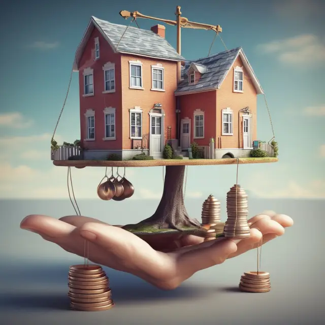 A scale with properties on one side and tax regulations on the other, symbolizing the balance investors must achieve when utilizing QEAAs for tax-deferred real estate exchanges