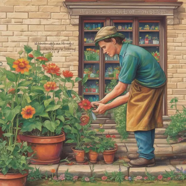 Gardener lovingly tends to seeds labeled Education and Savings, with a watering can symbolizing a 529 Plan.