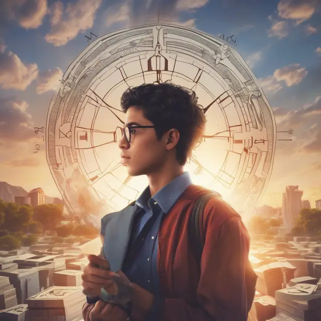 An image of a backpack-wearing student on a winding path, with the American Opportunity Tax Credit appearing as a compass to guide him towards higher education expenses