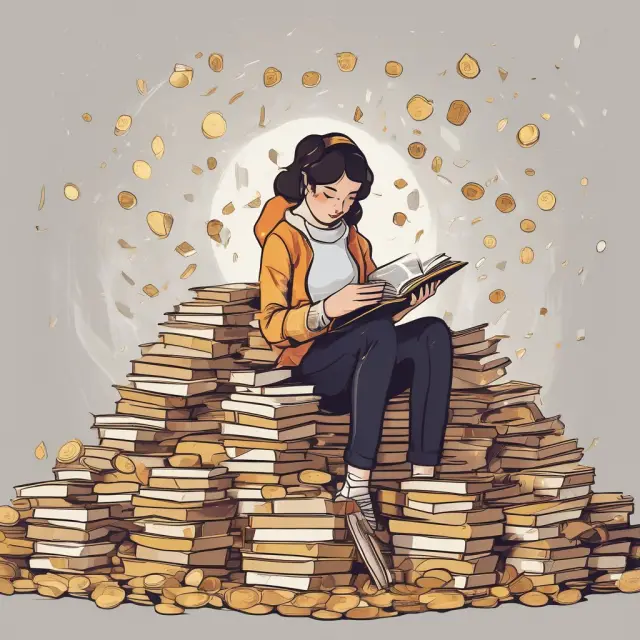 Student surrounded by golden coins, representing Lifetime Learning Credit and education expenses