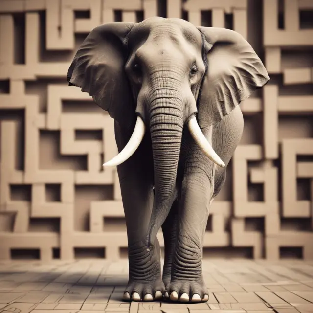 An Indian elephant, symbolizing a listed company, making its way through a maze of regulatory requirements to issue securities via a Qualified Institutional Placement (QIP)