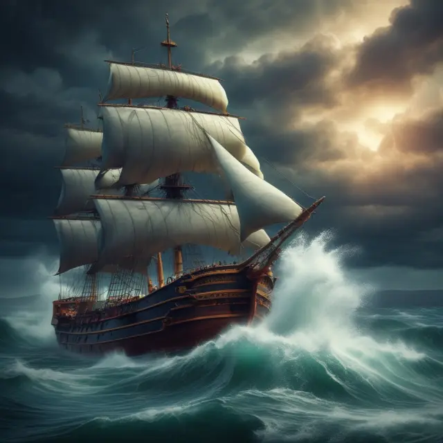 An investor steering a ship through turbulent waters, addressing risks in QIP investments: Valuation, Disclosure, Timing, Regulatory environment, Counterparty risk, and Market sentiment.