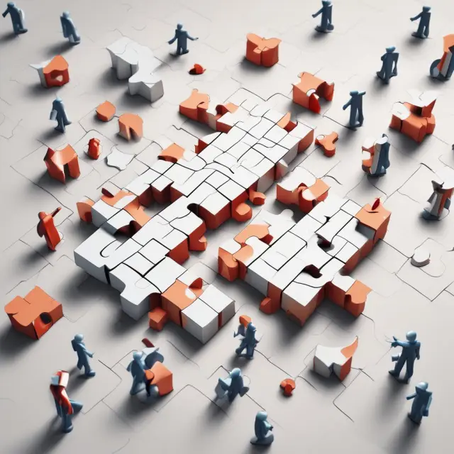 Tools including spreadsheets, modeling software, and accounting software arrange puzzle pieces to construct accurate QOQ financial analysis