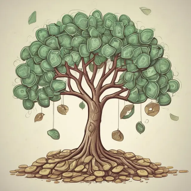 A money tree with changing leaves symbolizing QOQ growth in financial statements