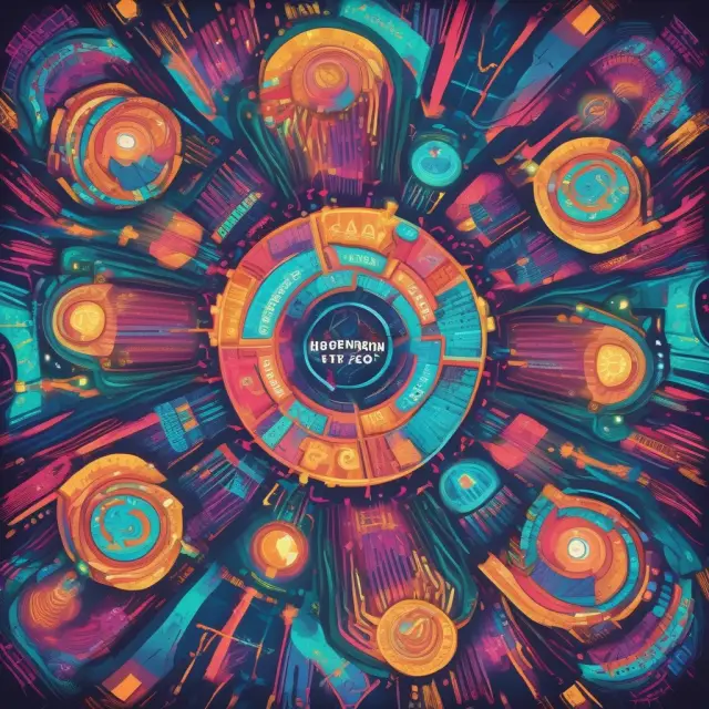 Colorful representation of the six Nasdaq 100 sectors swirling around Information Technology, which forms a larger core.