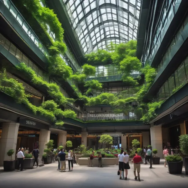 A towering technology tree surpassing a diverse garden of S&P 500 indexes, symbolizing QQQ