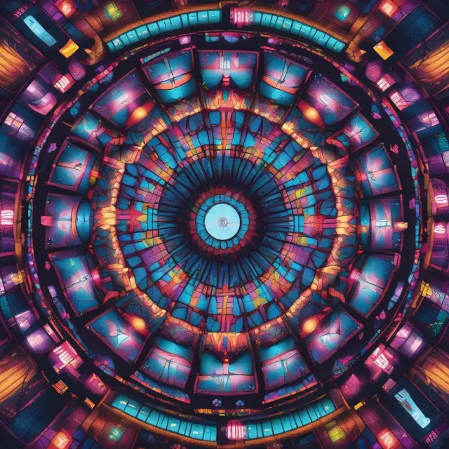 A rotating kaleidoscope displaying various Nasdaq symbols, reflecting QQQ