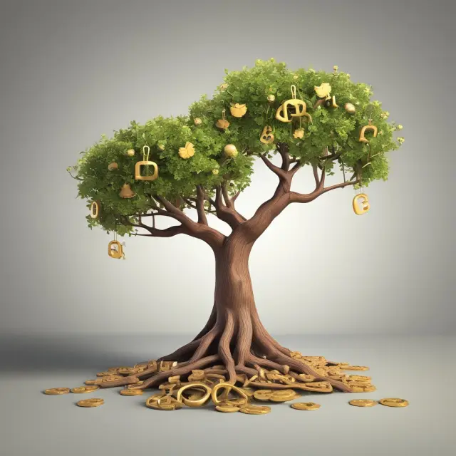 Golden handcuffs symbolizing defined benefit plans, and an acorn tree for defined contribution plans. Both represent retirement savings growth.