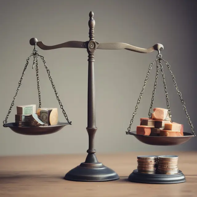 Companies A and B calculating QSD on a balance scale. Company A