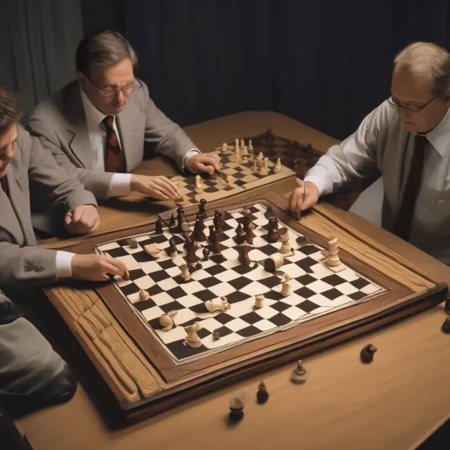 ECNs interacting on a chessboard, representing trade matching under the Qualified Special Representative Agreement.