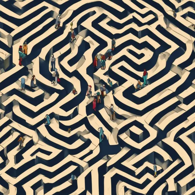 Broker-dealers engaging in a complex negotiation in a maze, symbolizing the financial industry; QSR agreements facilitate trading volume increase and efficient price discovery