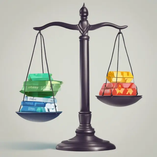 A balanced scale with pans holding QTD financial data from two companies, demonstrating the importance of apples-to-apples comparisons.