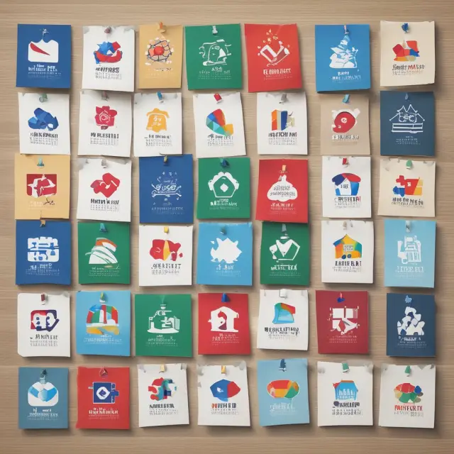 A complex puzzle composed of corporate logos on a calendar to symbolize the intricate process of comparing QTD financial reports across various companies.