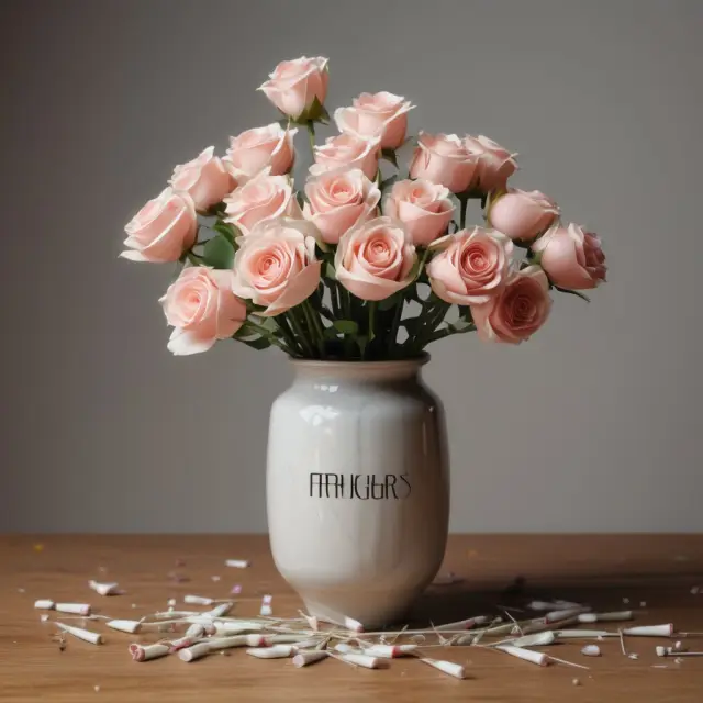 Image: A vase filled with roses representing a QTIP trust, blooming twice to symbolize income distribution for two spouses while displaying tax liabilities as thorns
