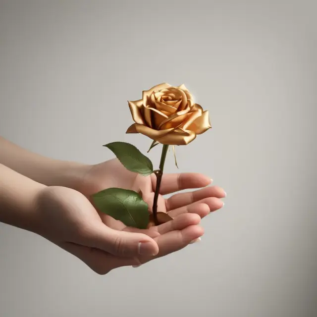 Golden rose between hands representing QTIP Trust: Balancing spouse care & asset distribution