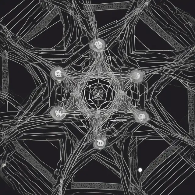 A Qtum token placed above a complex, interconnected network symbolizing the proof-of-stake consensus mechanism
