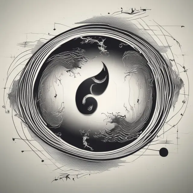 Visualization of Quadrix as the balance between US stocks, represented by a Yin-Yang symbol