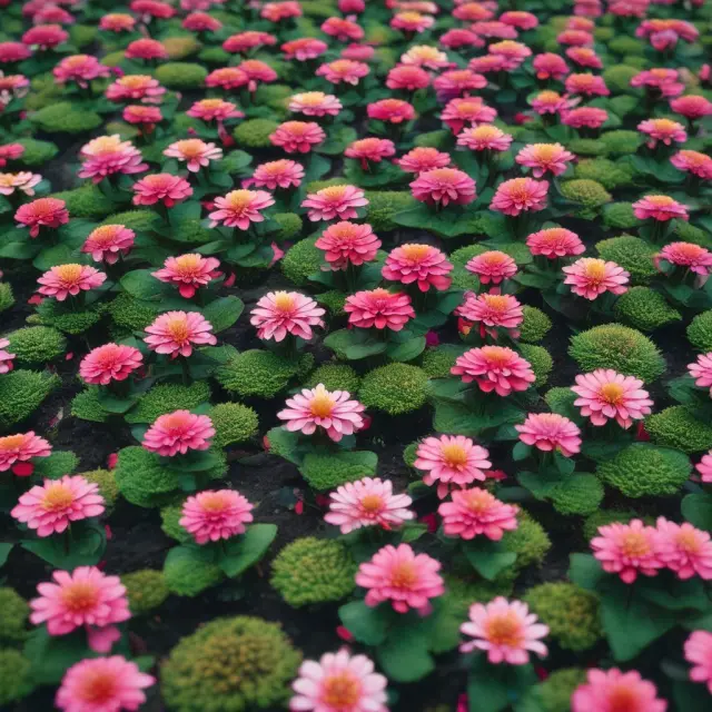 A vibrant garden filled with diverse flowers, each labeled with a Quadrix score representing promising investment opportunities