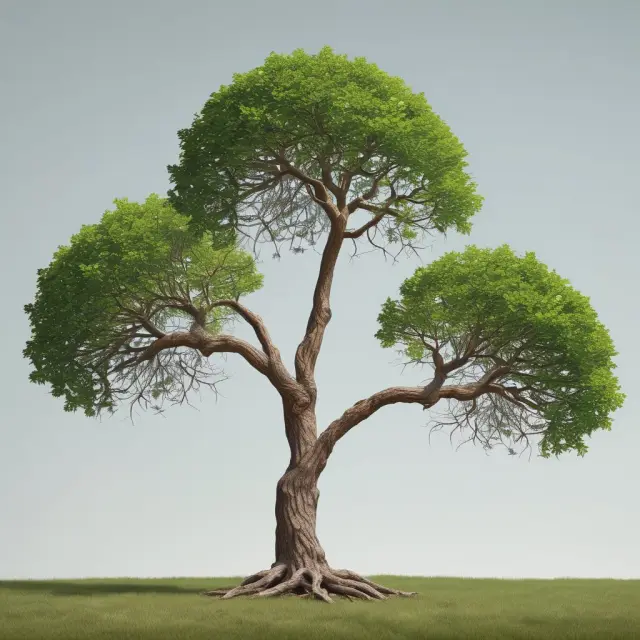 A sturdy tree with three branches growing tax-deferred seeds symbolizing 401(k), IRA, and defined benefit plans, emphasizing retirement savings strategies.