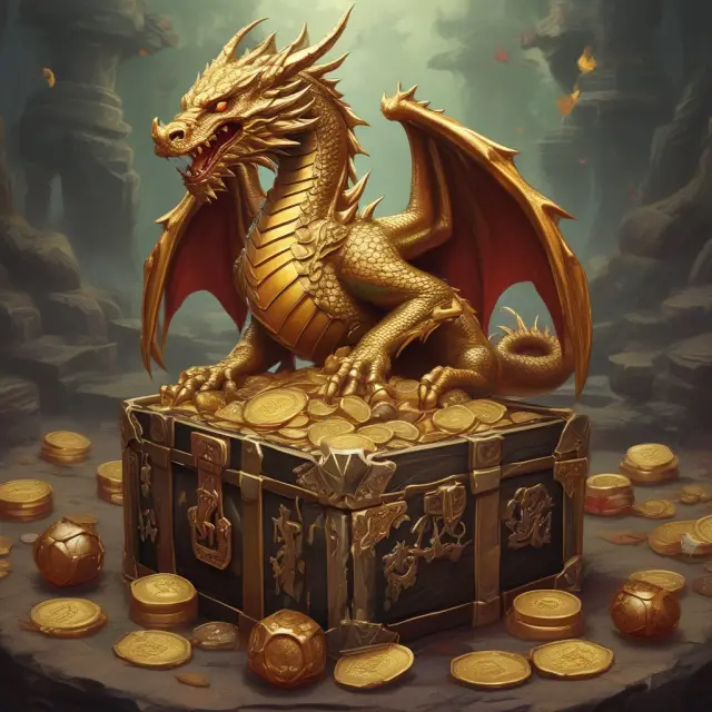 A majestic dragon protectively guarding a chest brimming with gold-colored investment instruments, symbolizing the QFII program
