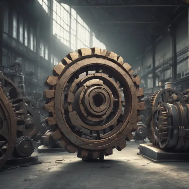 A well-oiled machinery in a factory setting, where gears represent domestic production activities, and a percentage sign indicates the DPAD tax incentive for QPAI