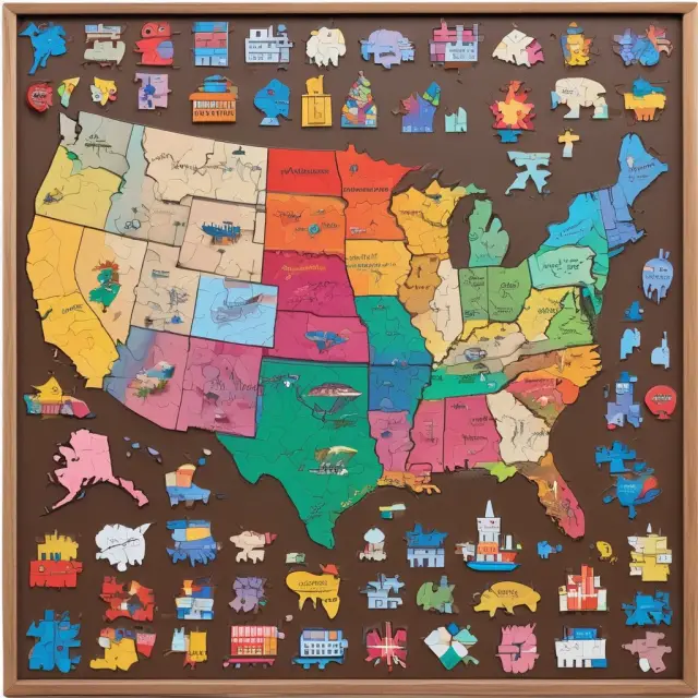 A vibrant puzzle displaying manufacturing, motion pictures, construction projects, engineering, software development, and QPAI allocation